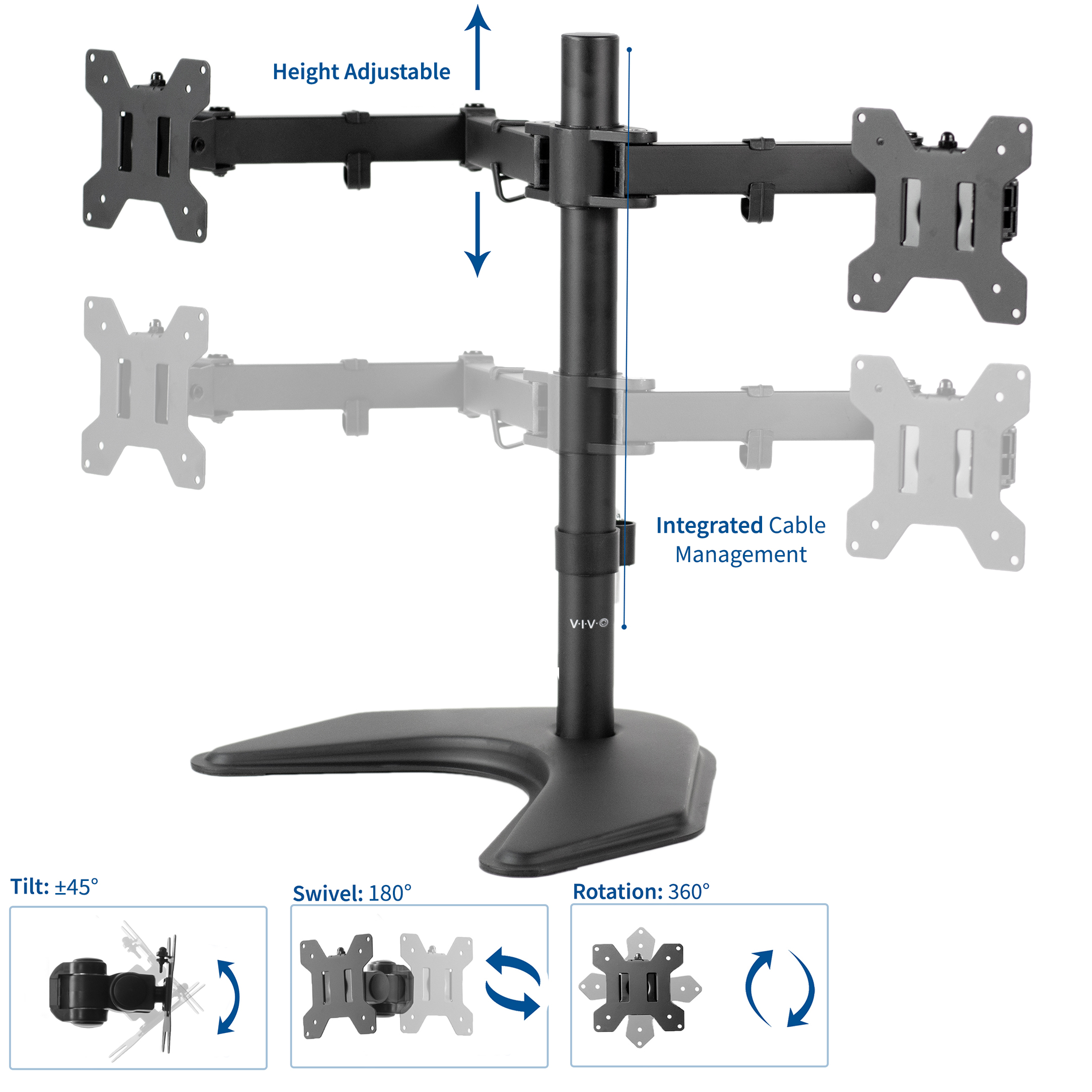 VIVO Dual Monitor Articulating Desk Stand Mount Adjustable Fits Screens