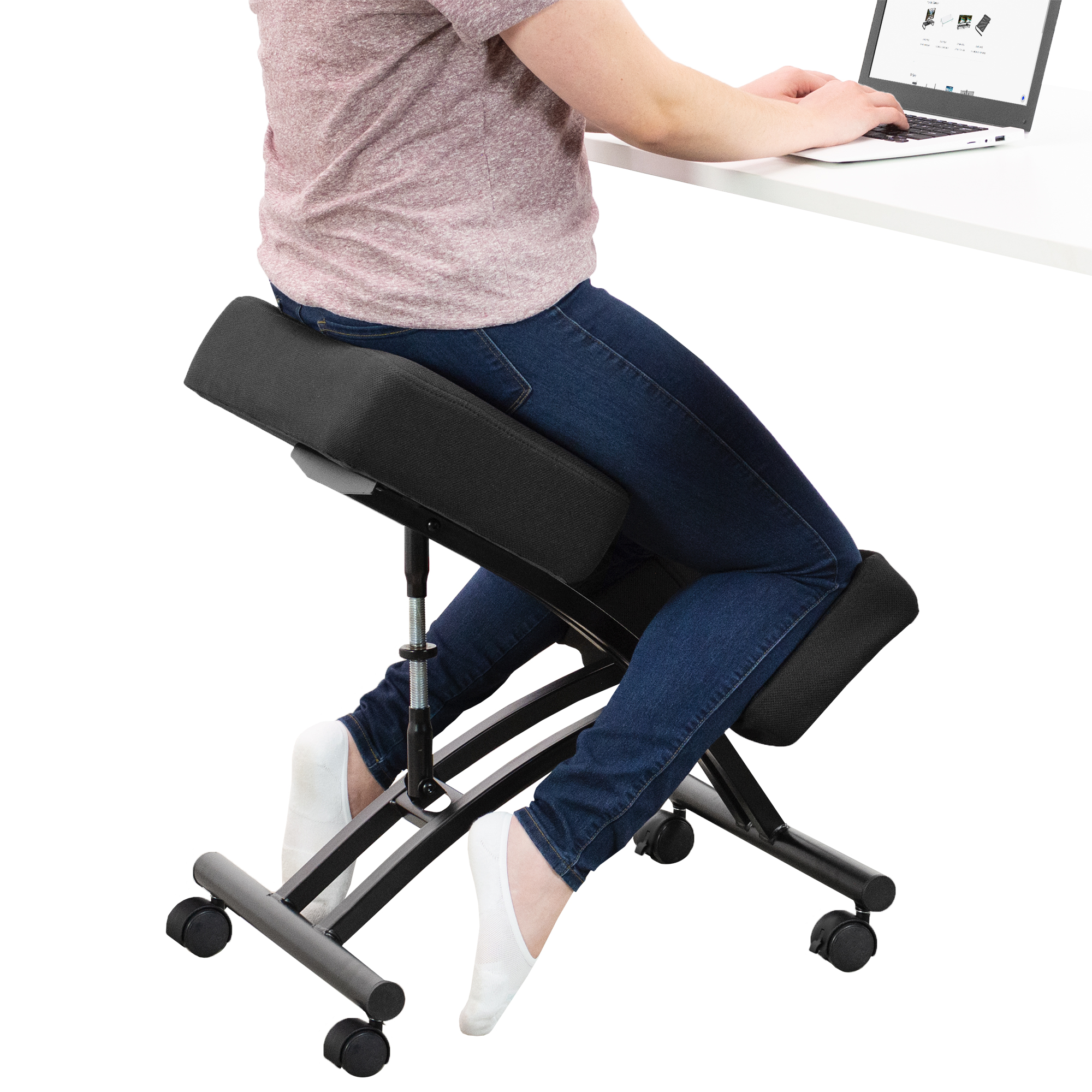VIVO Black Ergonomic Kneeling Chair, Adjustable Stool for Home and