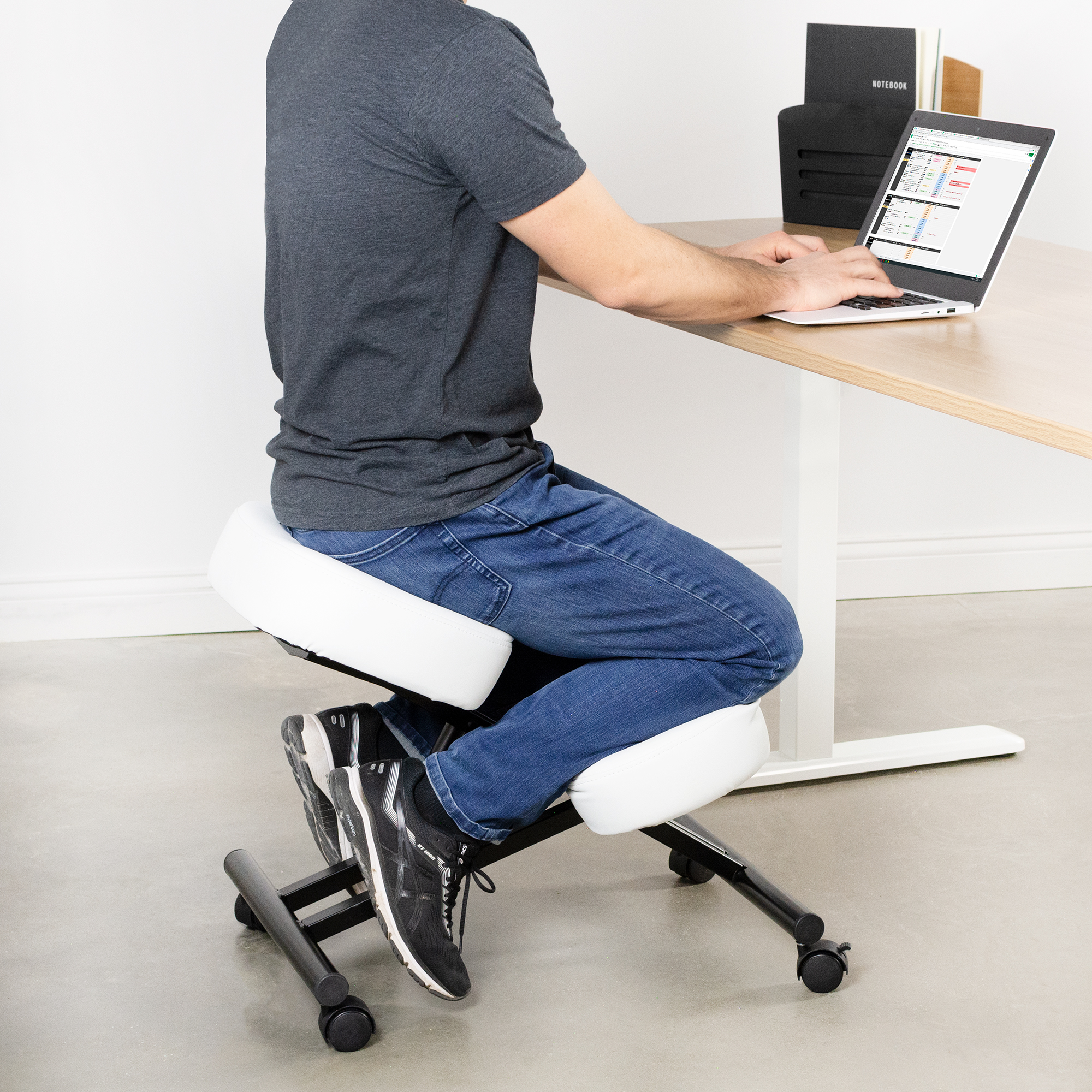 DRAGONN (By VIVO) Ergonomic Kneeling Chair for Home and Office, White ...