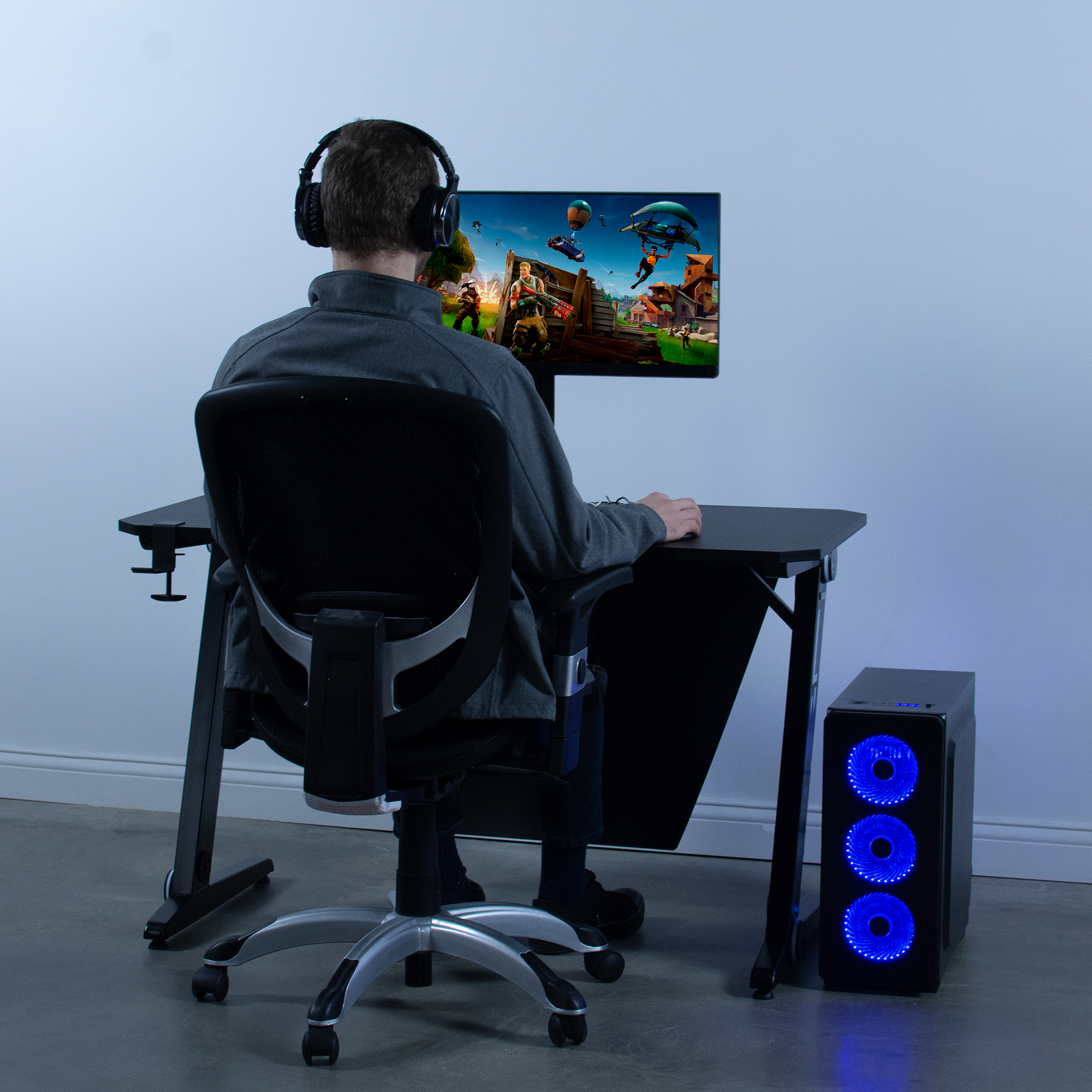 USED VIVO Black 47" Gaming Desk Table with Z-Shaped Frame | Computer