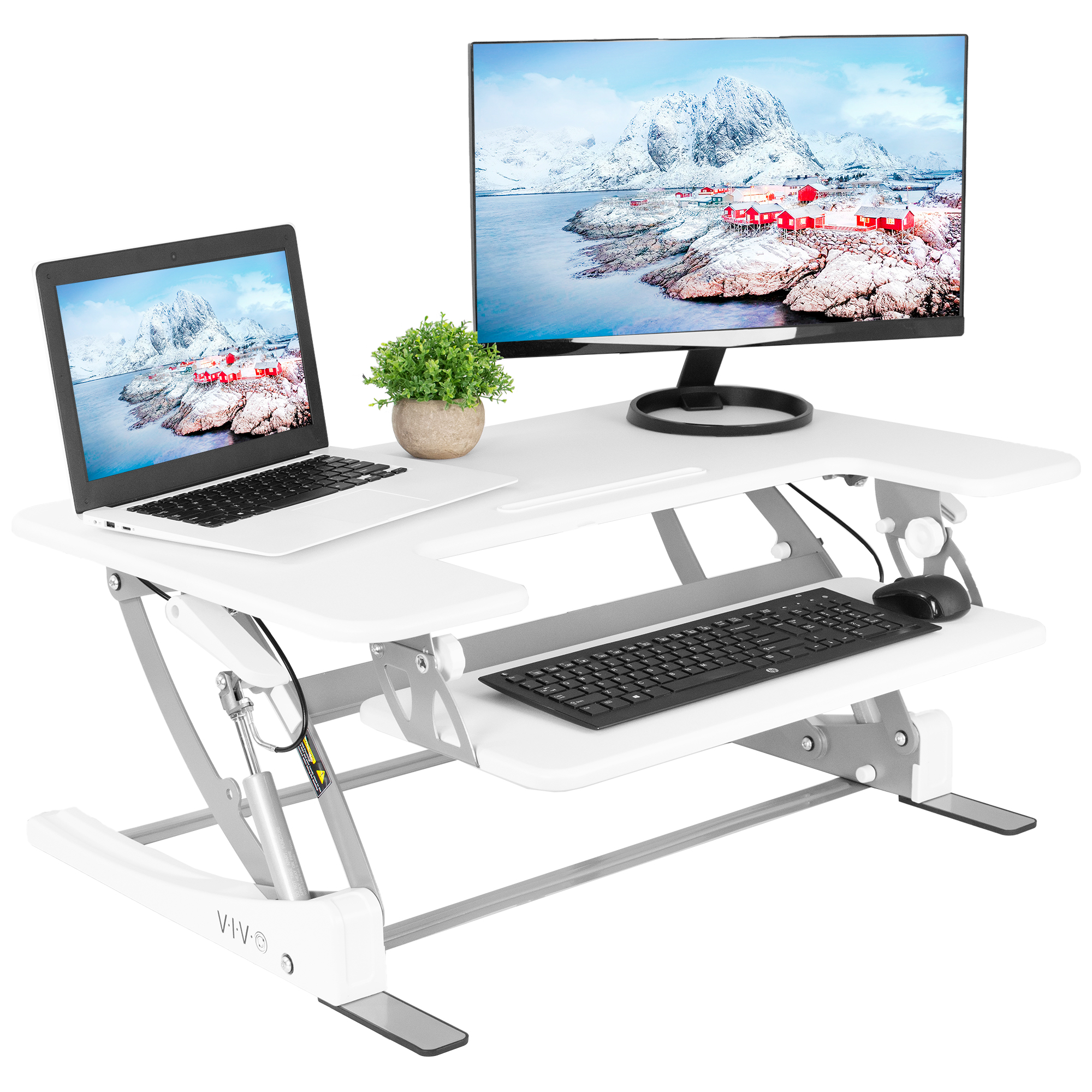 Used Vivo White Height Adjust Standing Desk Monitor Riser Tabletop