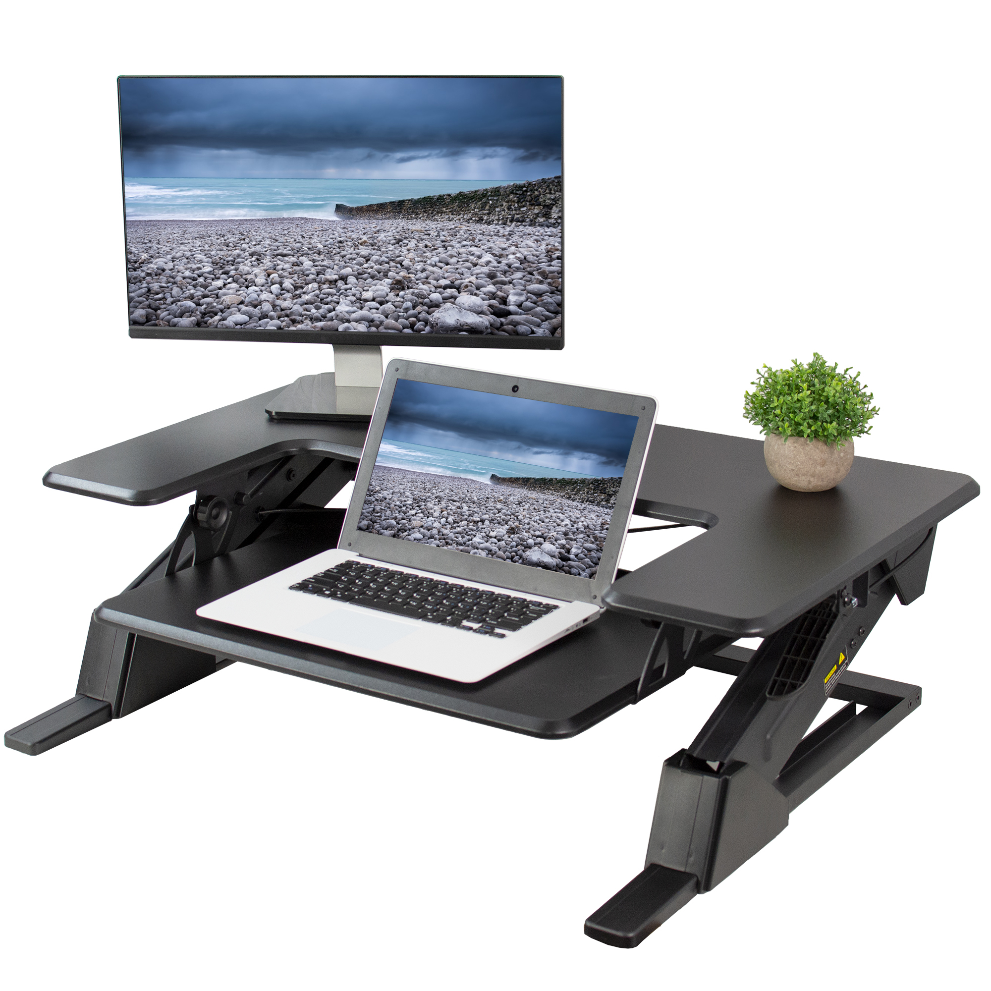 Used Vivo Black Height Adjustable Standing Desk Riser 36 Tabletop