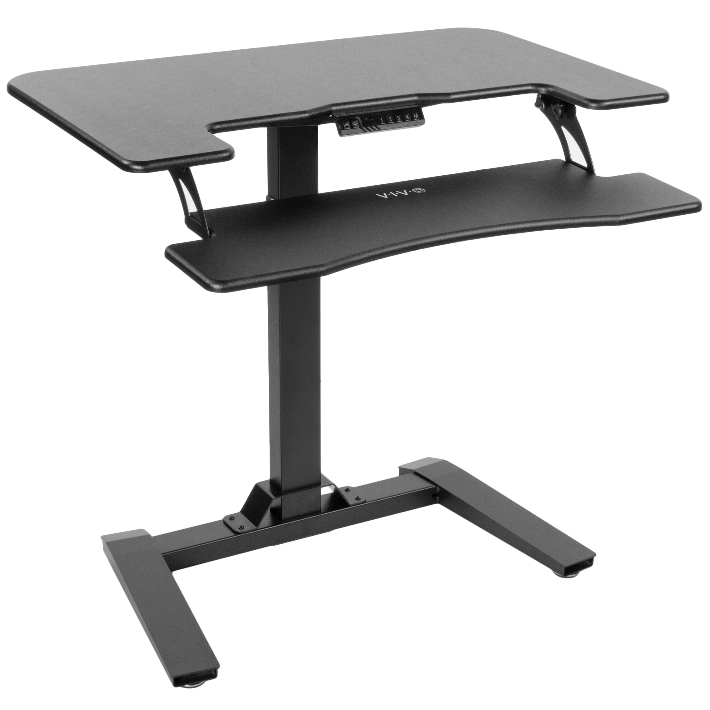 Vivo Black Electric Height Adjustable Two Platform Standing Desk