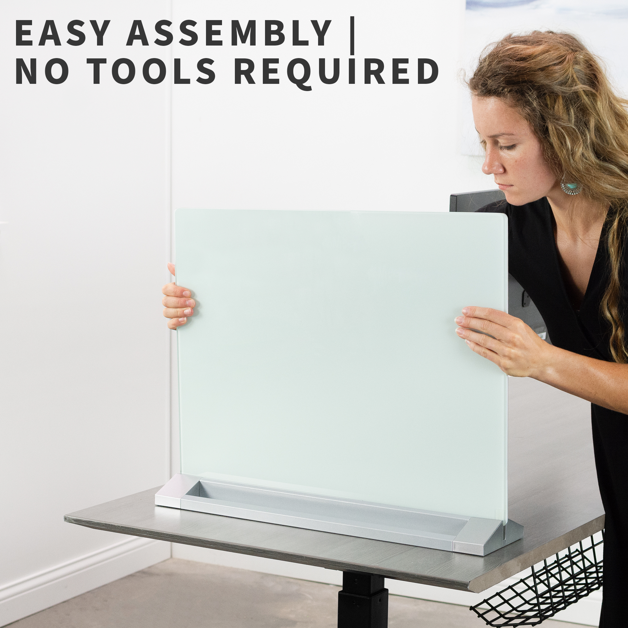 Vivo Glass Dry Erase Board Desktop Divider 23 X 19 Whiteboard Partition 818538026672 Ebay