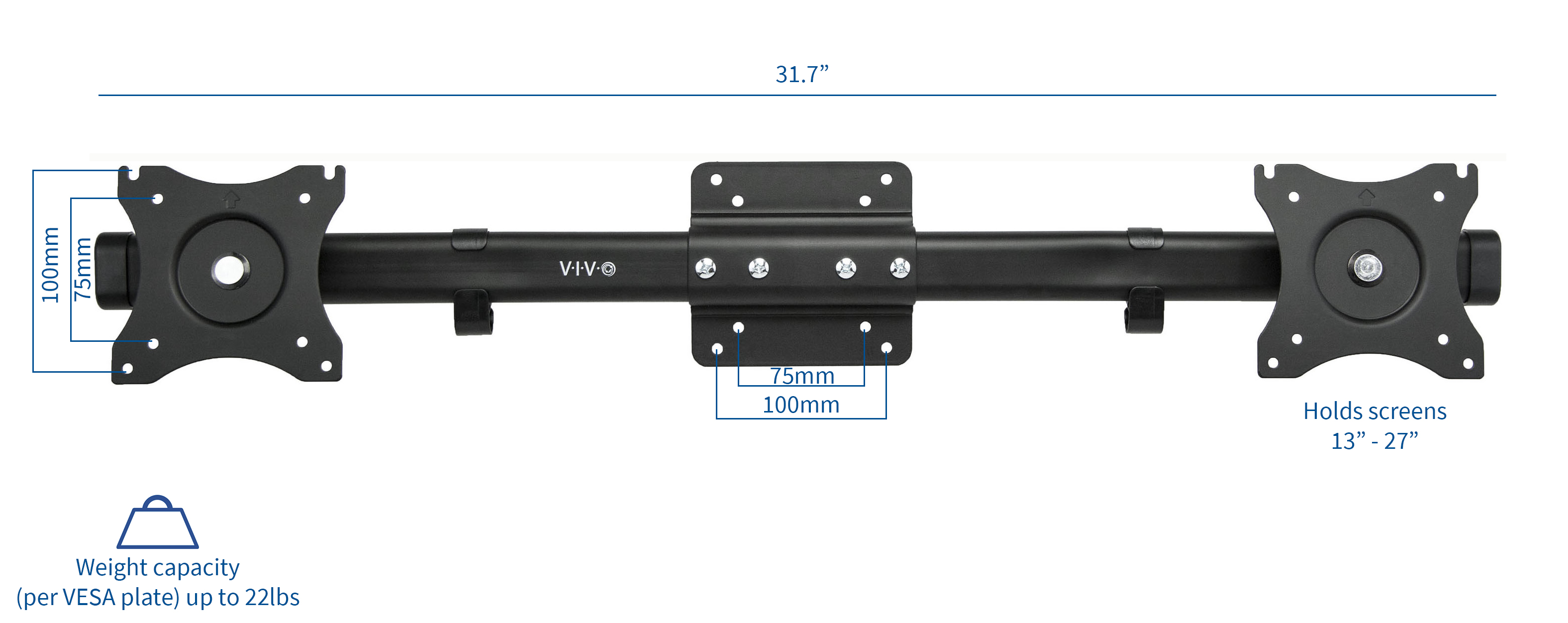 Dual Vesa Bracket Adapter Horizontal Assembly Mount 2 Monitor Screens