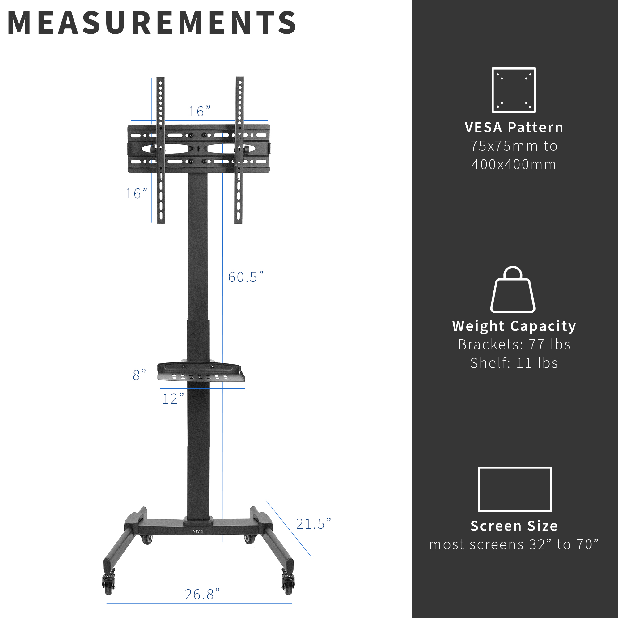 VIVO Mobile TV Cart for 32