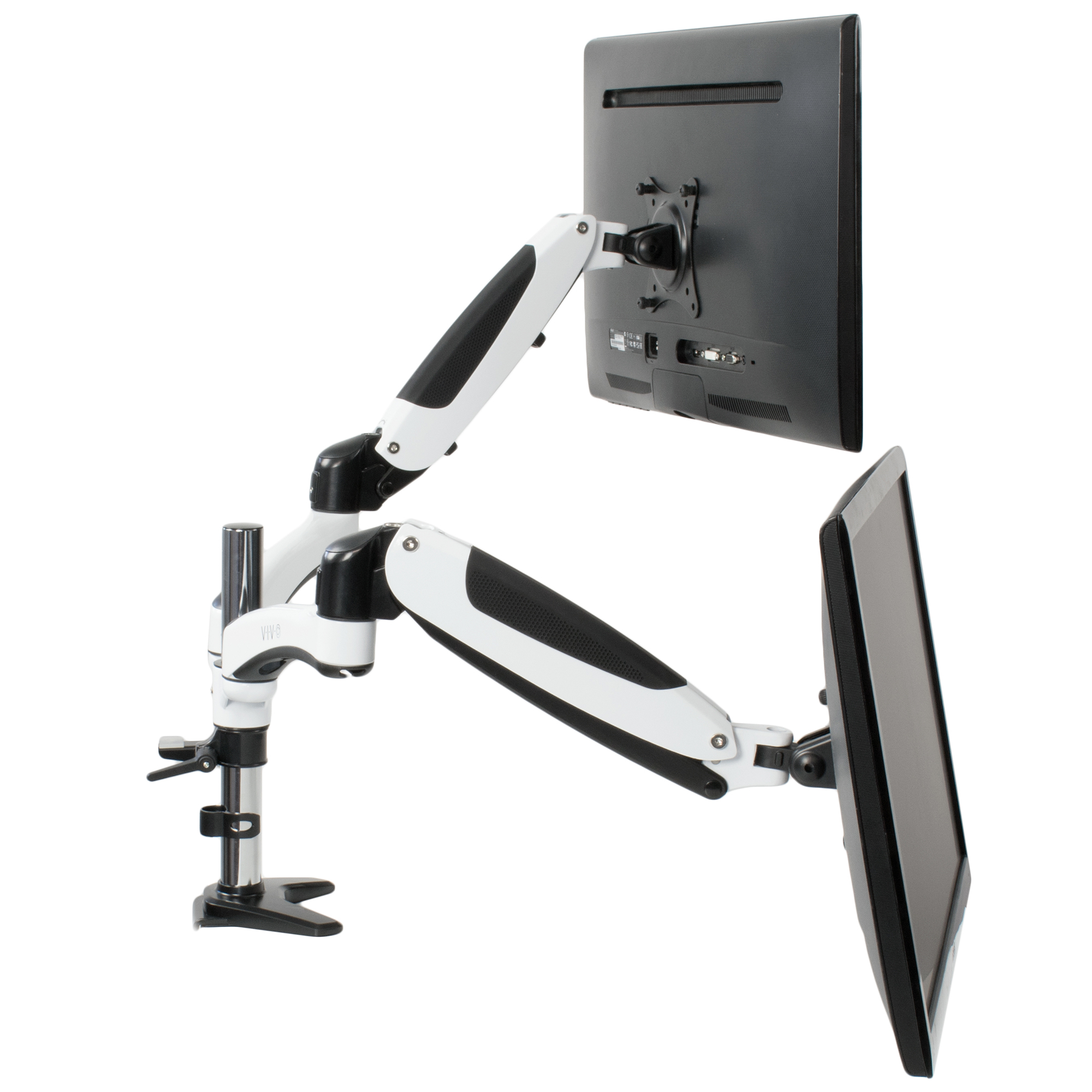 Vivo White Dual Monitor Counterbalance Height Adjustable Arm Desk