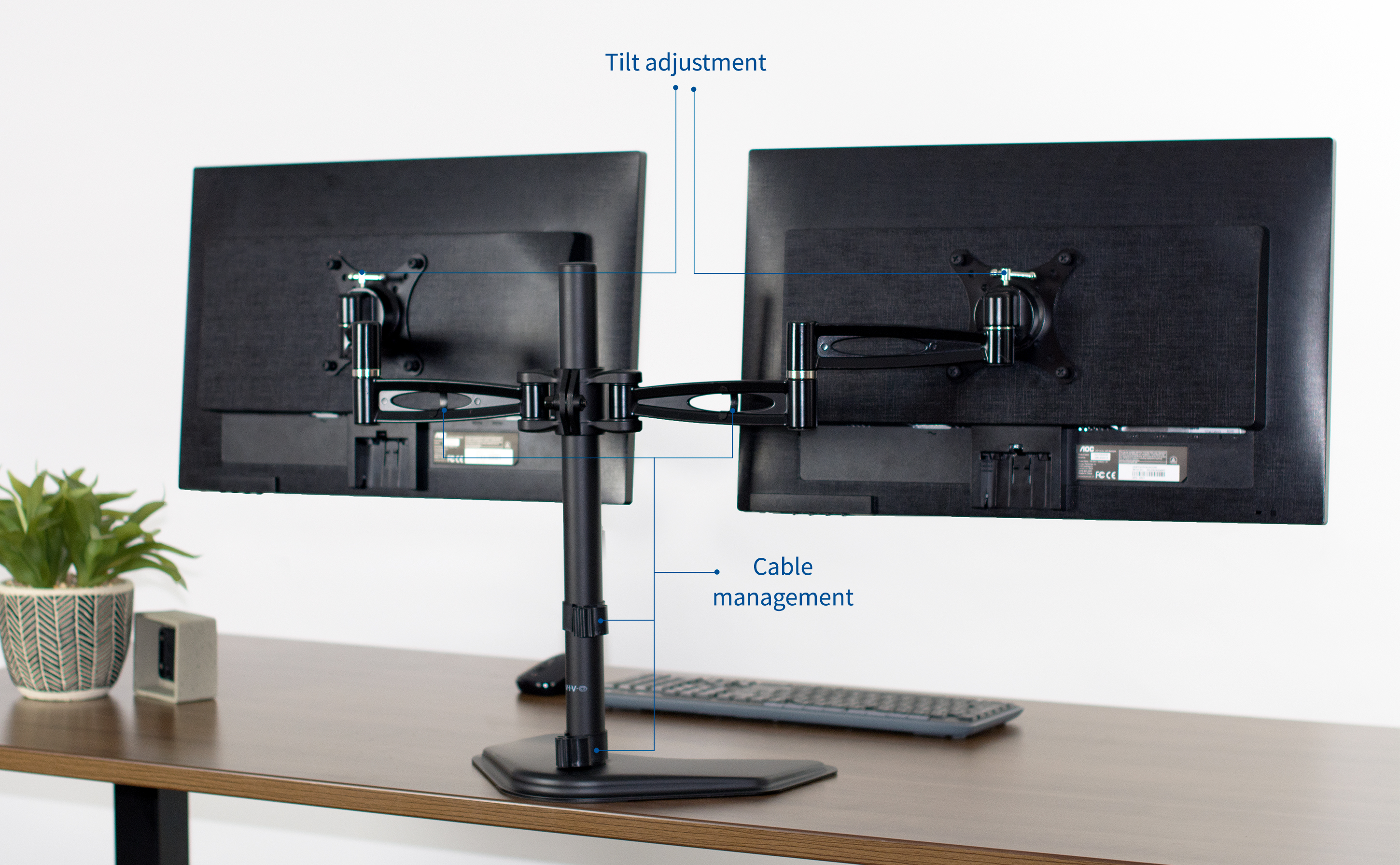 Vivo Dual Lcd Monitor Desk Standmount Standing Adjustable 2 Screens Up
