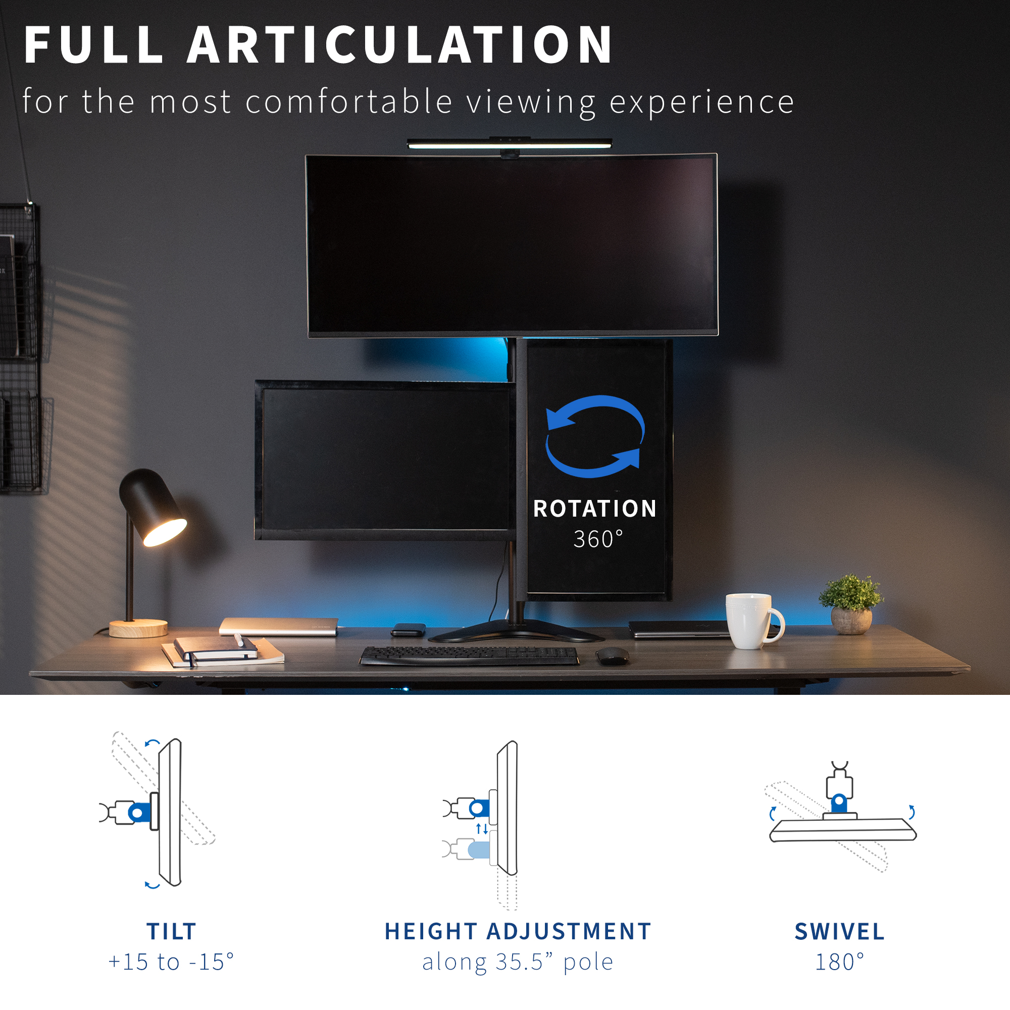Triple Monitor Desk Mount – VIVO - desk solutions, screen mounting