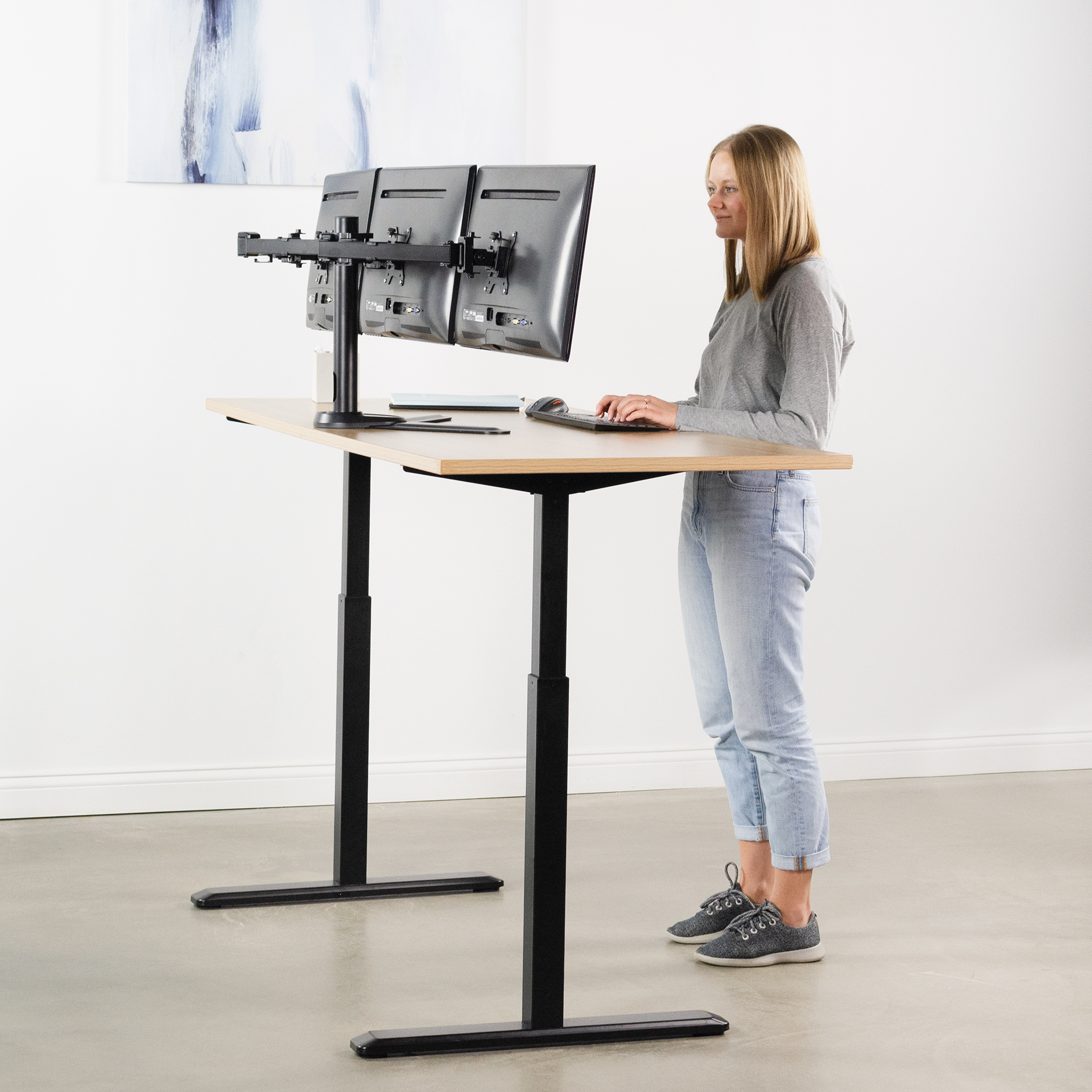 VIVO Triple Monitor Desk Stand Mount FreeStanding Adjustable 3 Screens