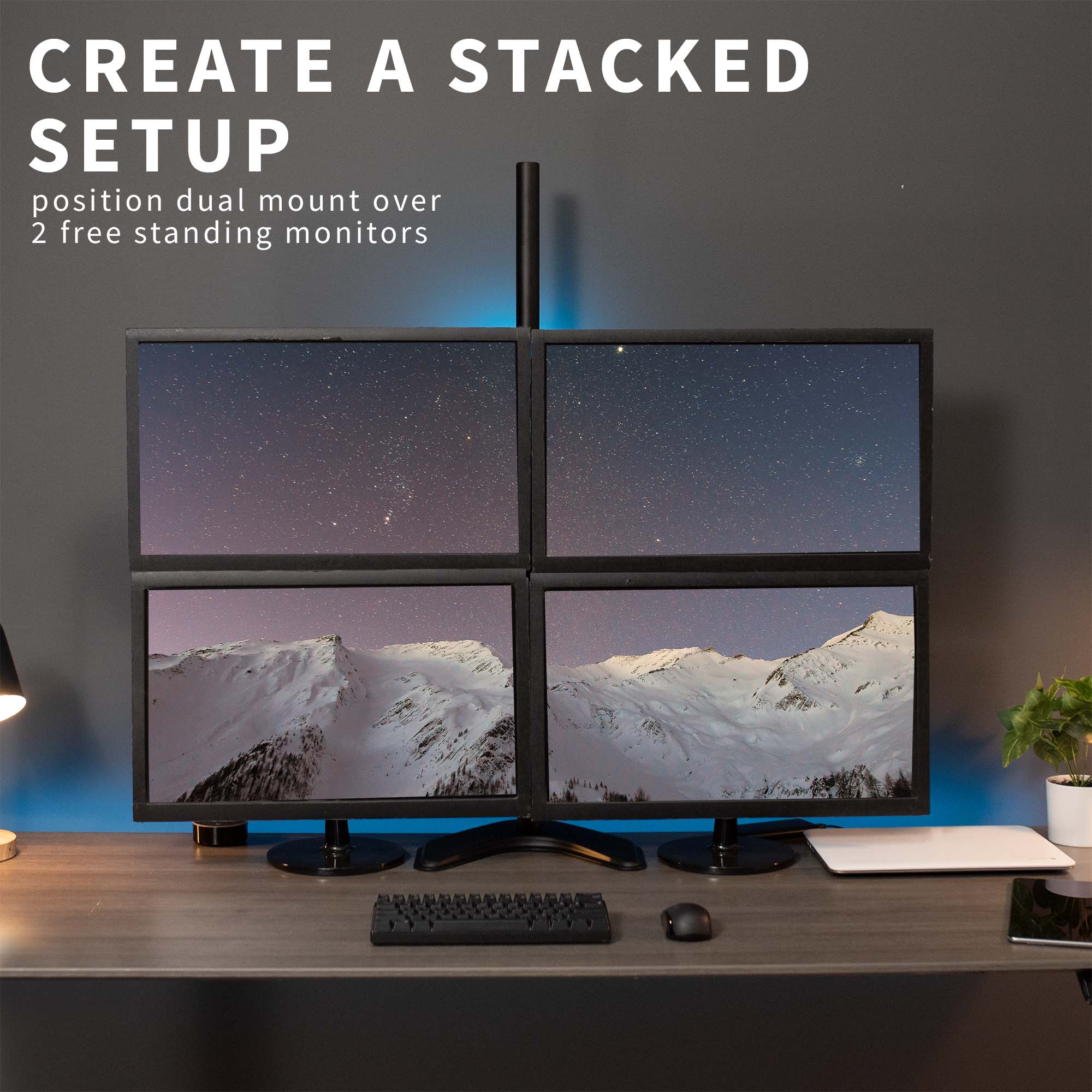 Vivo Dual Monitor Mount Extra Tall Desk Stand Holds Two Screens Up To