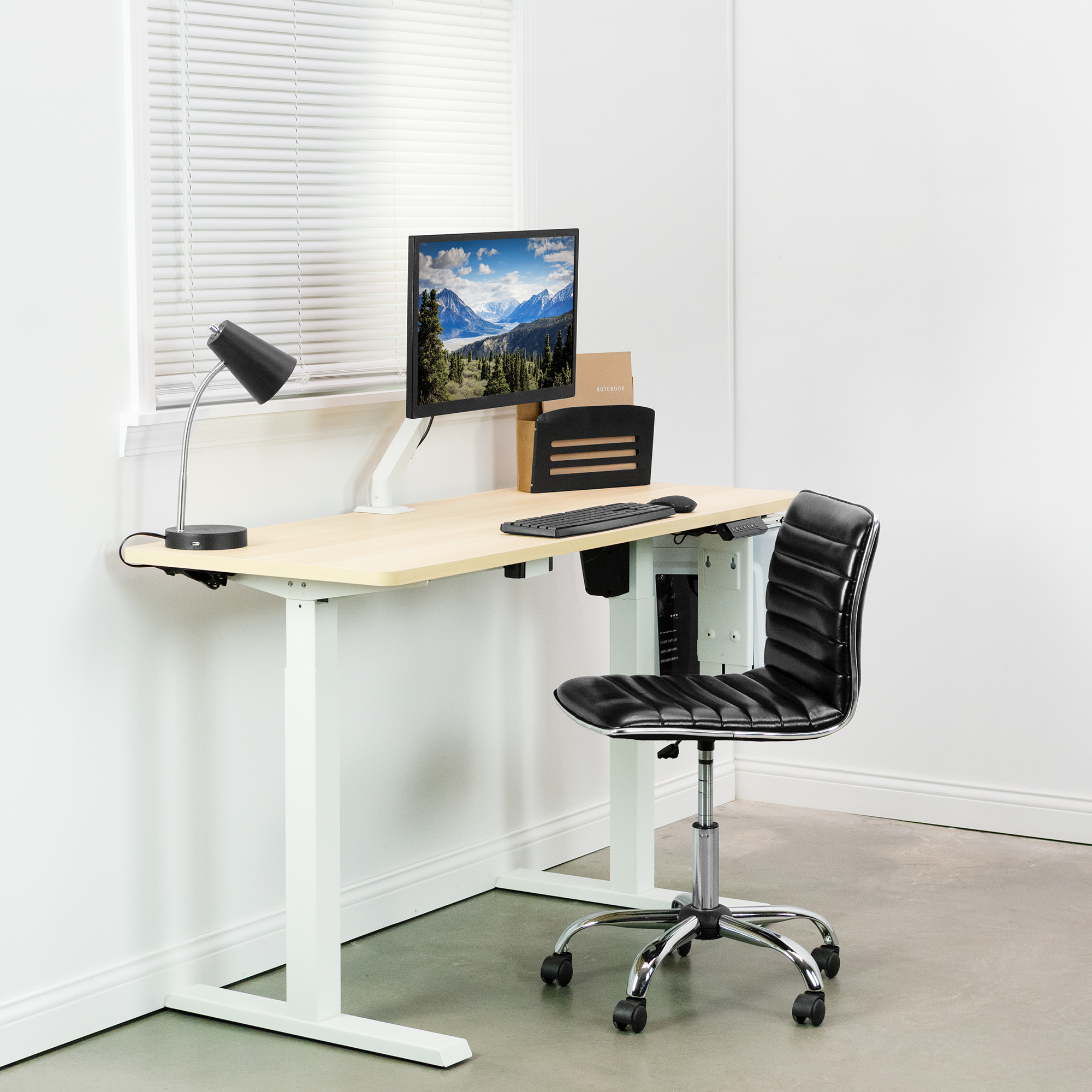 VIVO White Single Monitor Counterbalance Desk Mount | Fits Screens 17 ...