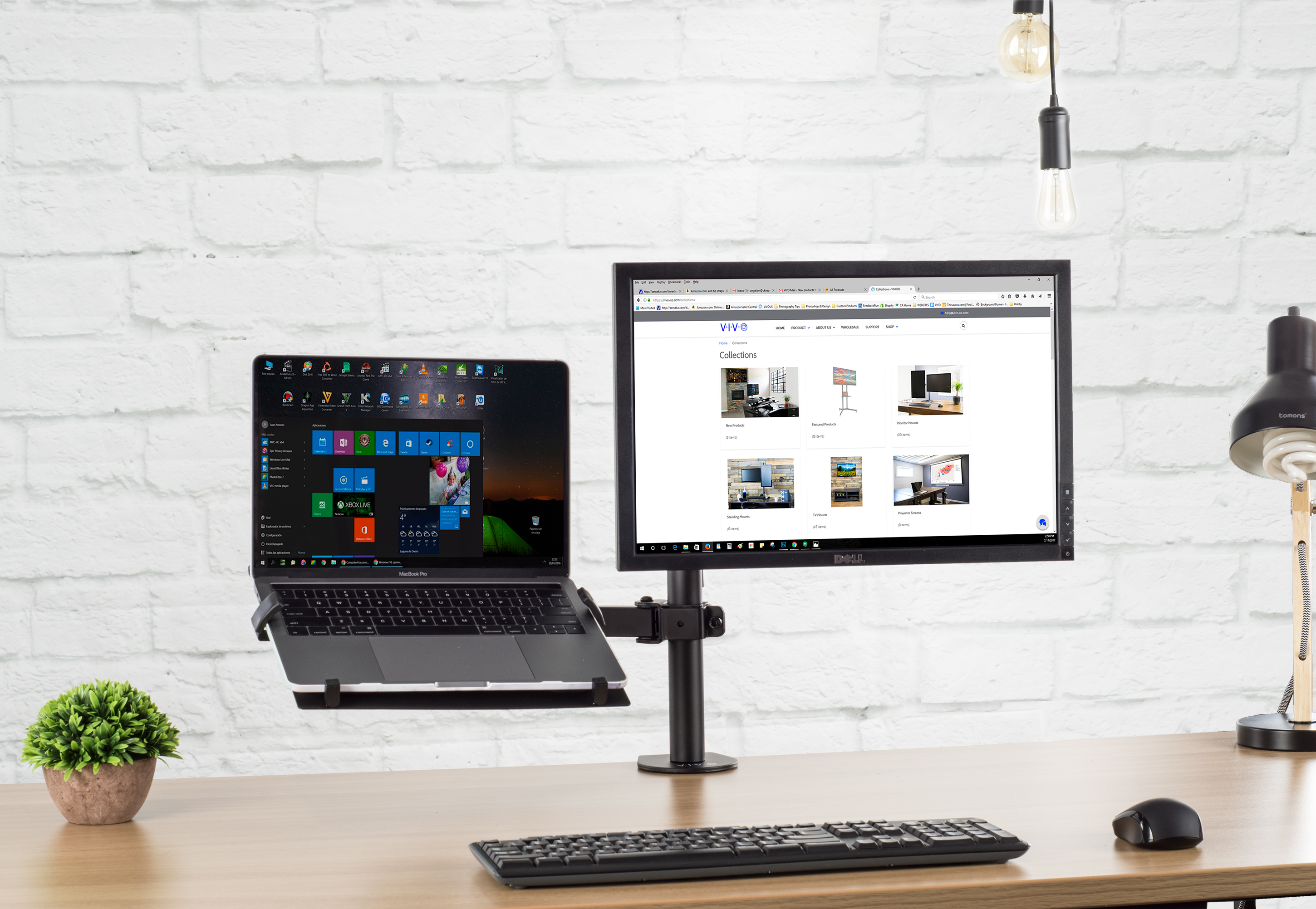 Vivo Full Motion Monitor Laptop Desk Mount Vesa Stand Fits 13