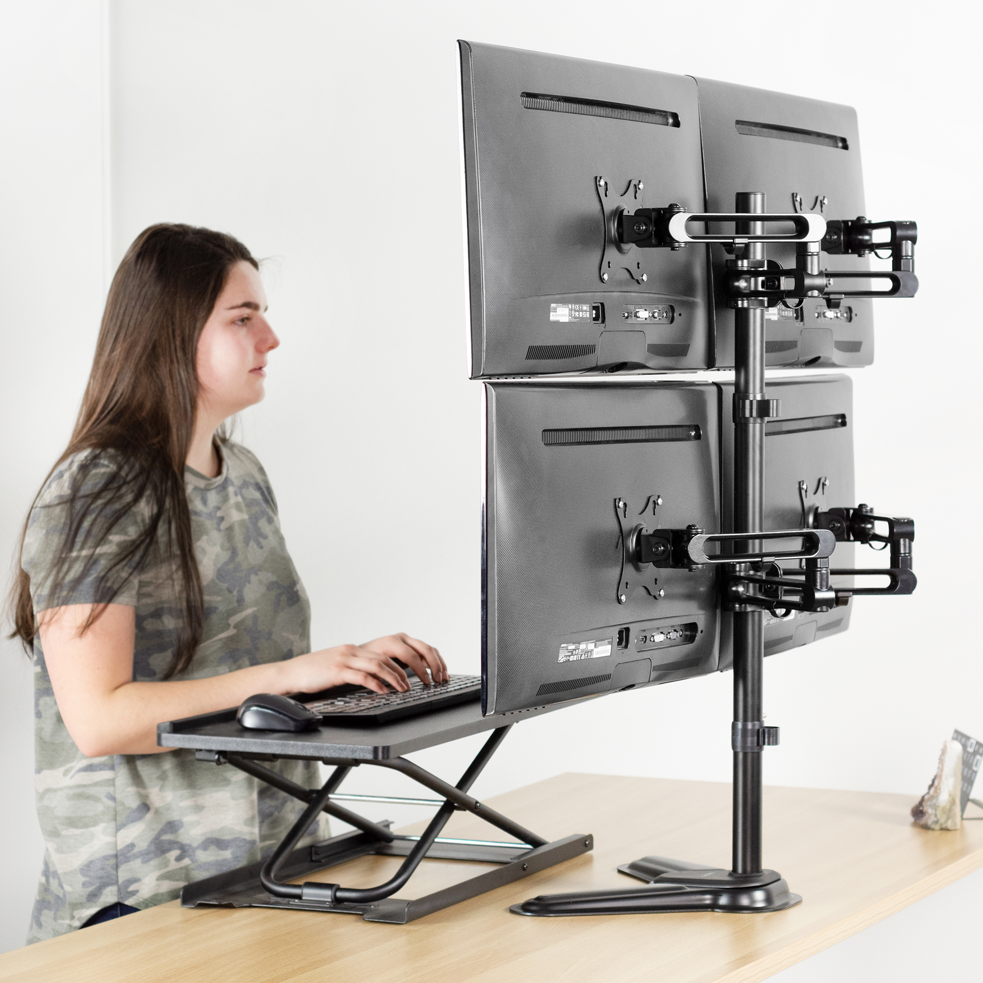 Quad LCD Monitor Mount Fully Adjustable Desk Stand | For 4 Screens 17\